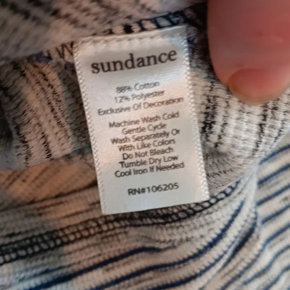 Sundace Navy and White Striped Long Sleeve Women's Henley Shirt - Picture 6 of 6